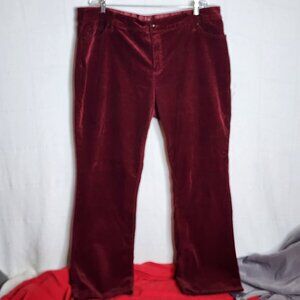 St. Johns Bay Wine Red Straight Leg Cotton Span Mid Rise Corduroy Pants Size 24W